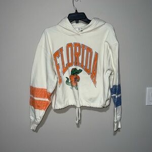 White blue orange University of Florida Gainesville cropped hooded Sweater 47 m